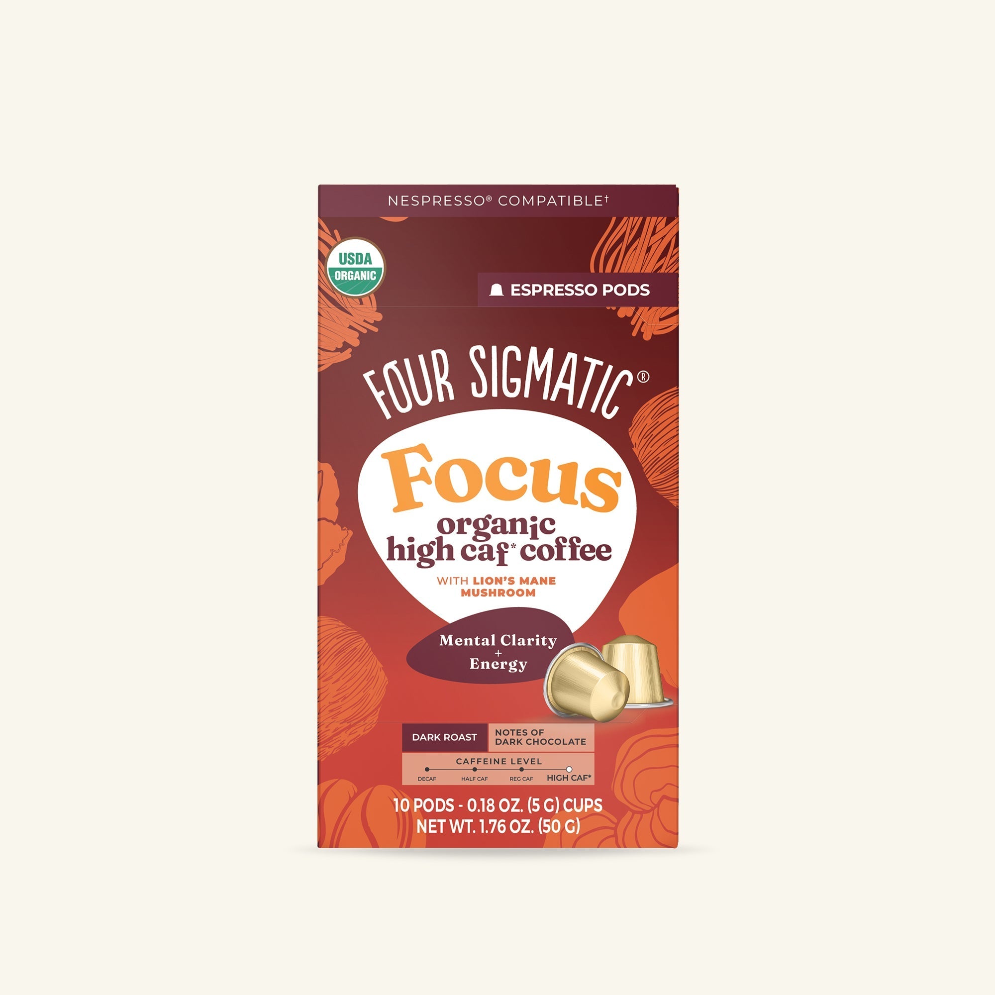 Focus Dark Roast High Caf Espresso Pods (10ct) - Smooth Brew