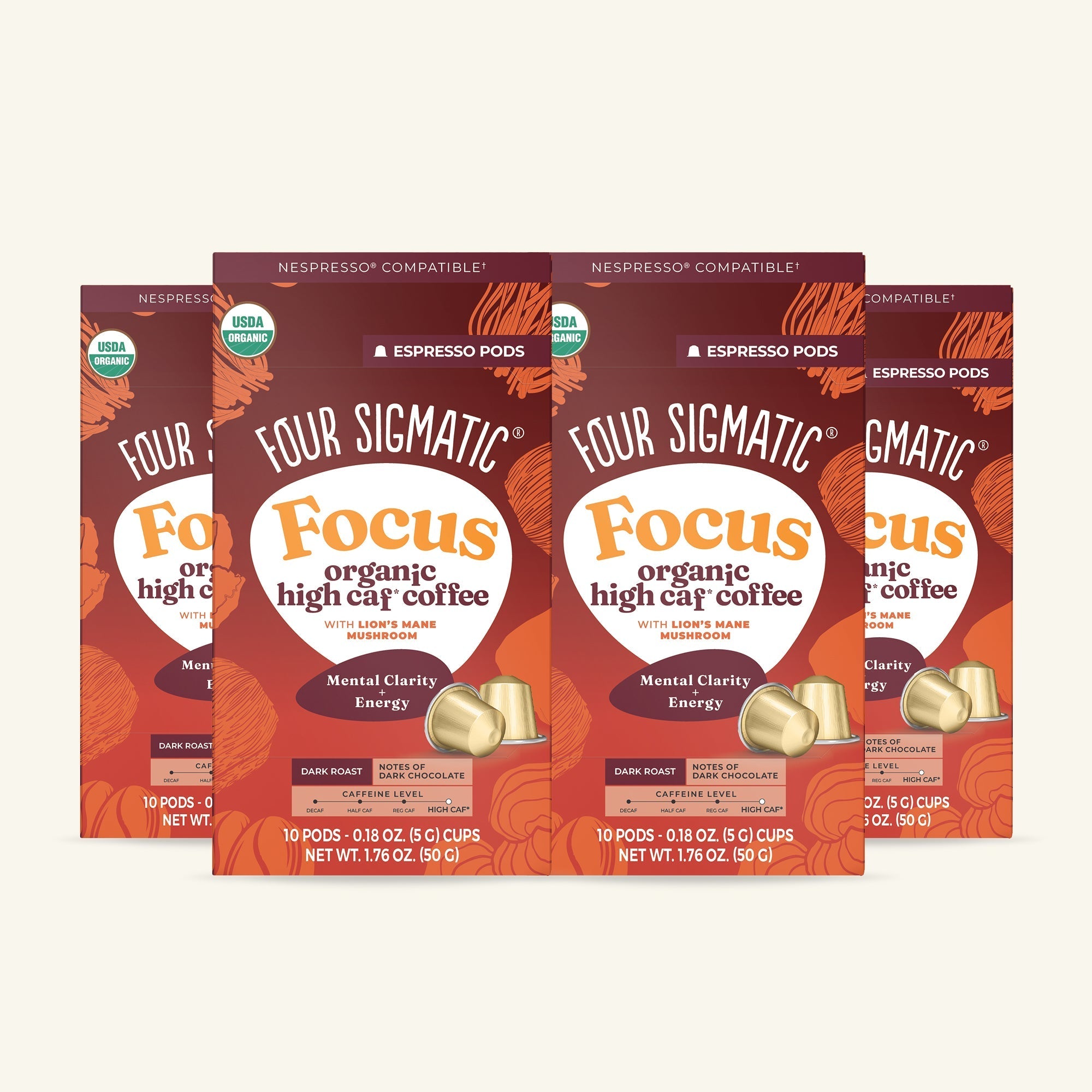 Focus Dark Roast High Caf Espresso Pods (10ct) - Smooth Brew