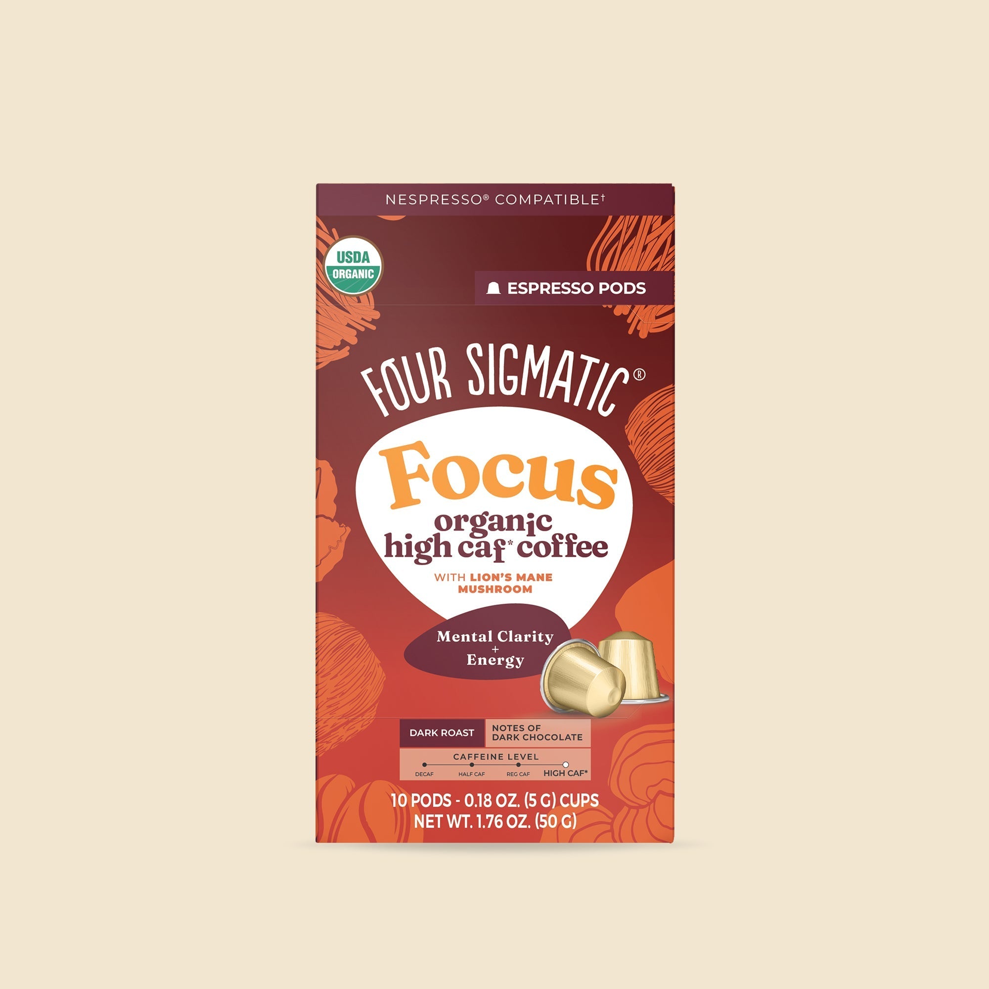Focus Dark Roast High Caf Espresso Pods (10ct) - Smooth Brew