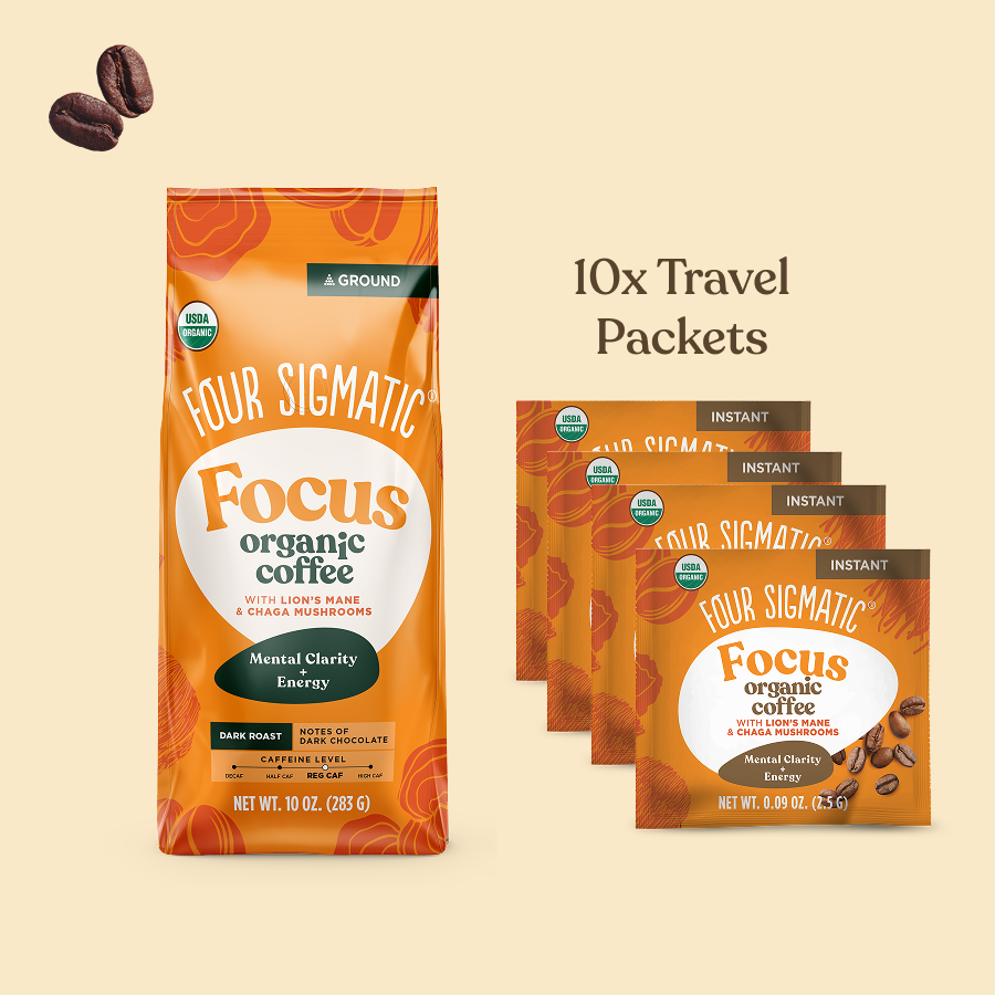 Focus Ground Coffee + 10 Instant Coffee Travel Packets - Functional Blend