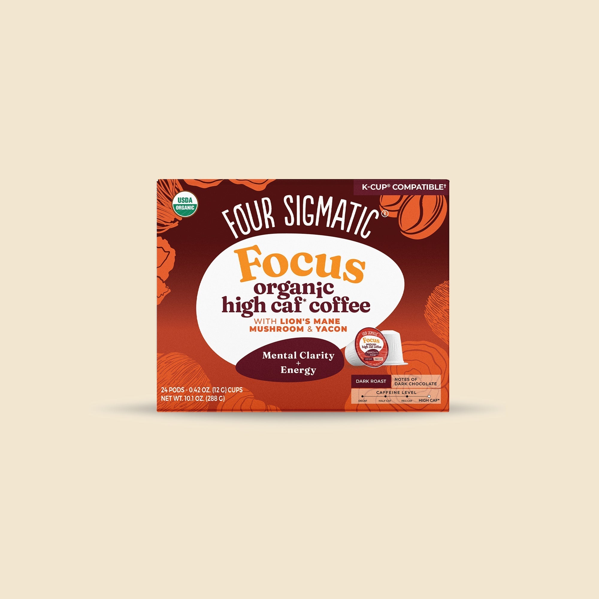 Focus High Caf Coffee Pods (24ct) - For Daily Energy